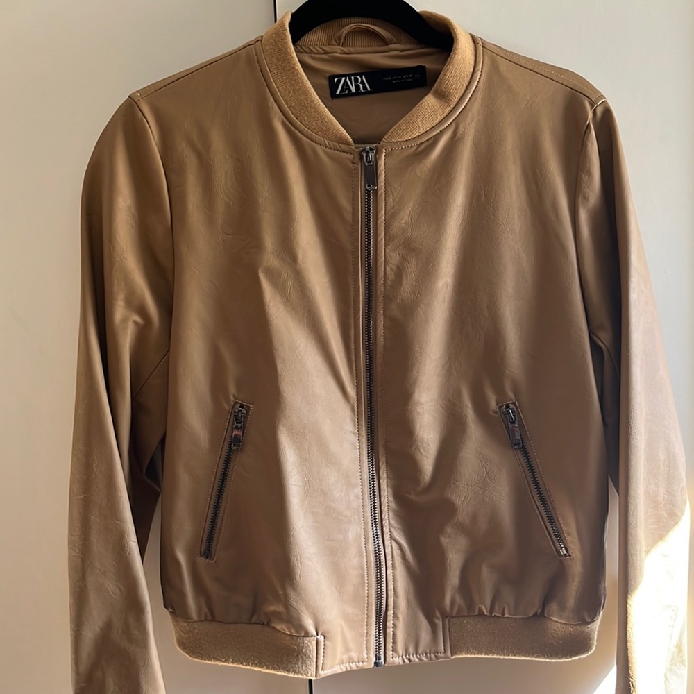 Zara Faux Leather Bomber Jacket